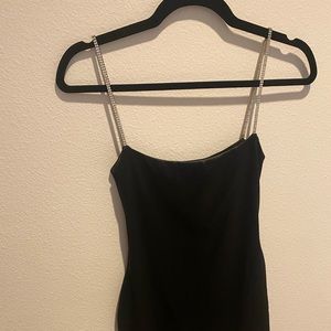 Meshki mini dress / silver rhinestone straps